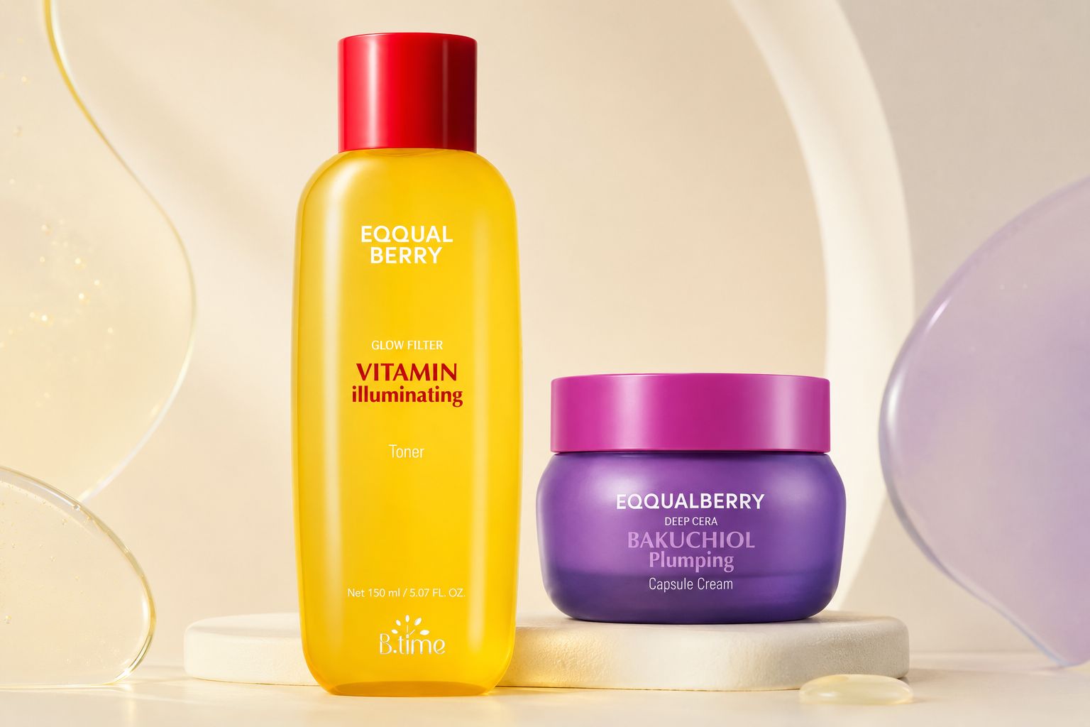 EQQUALBERRY Vitamin Illuminating Toner i Bakuchiol Plumping Capsule Cream