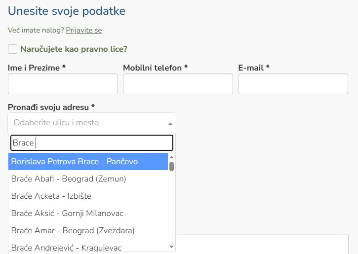 Izbor adrese sa liste
