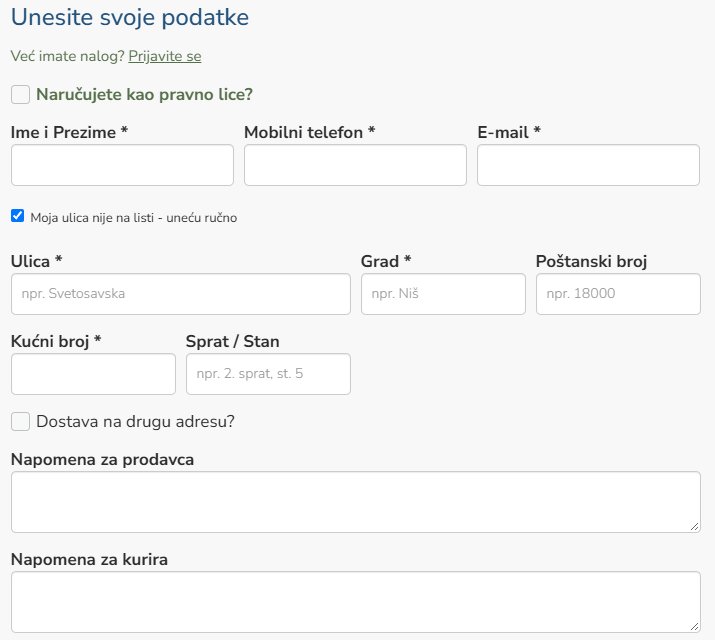 Ručni unos adrese