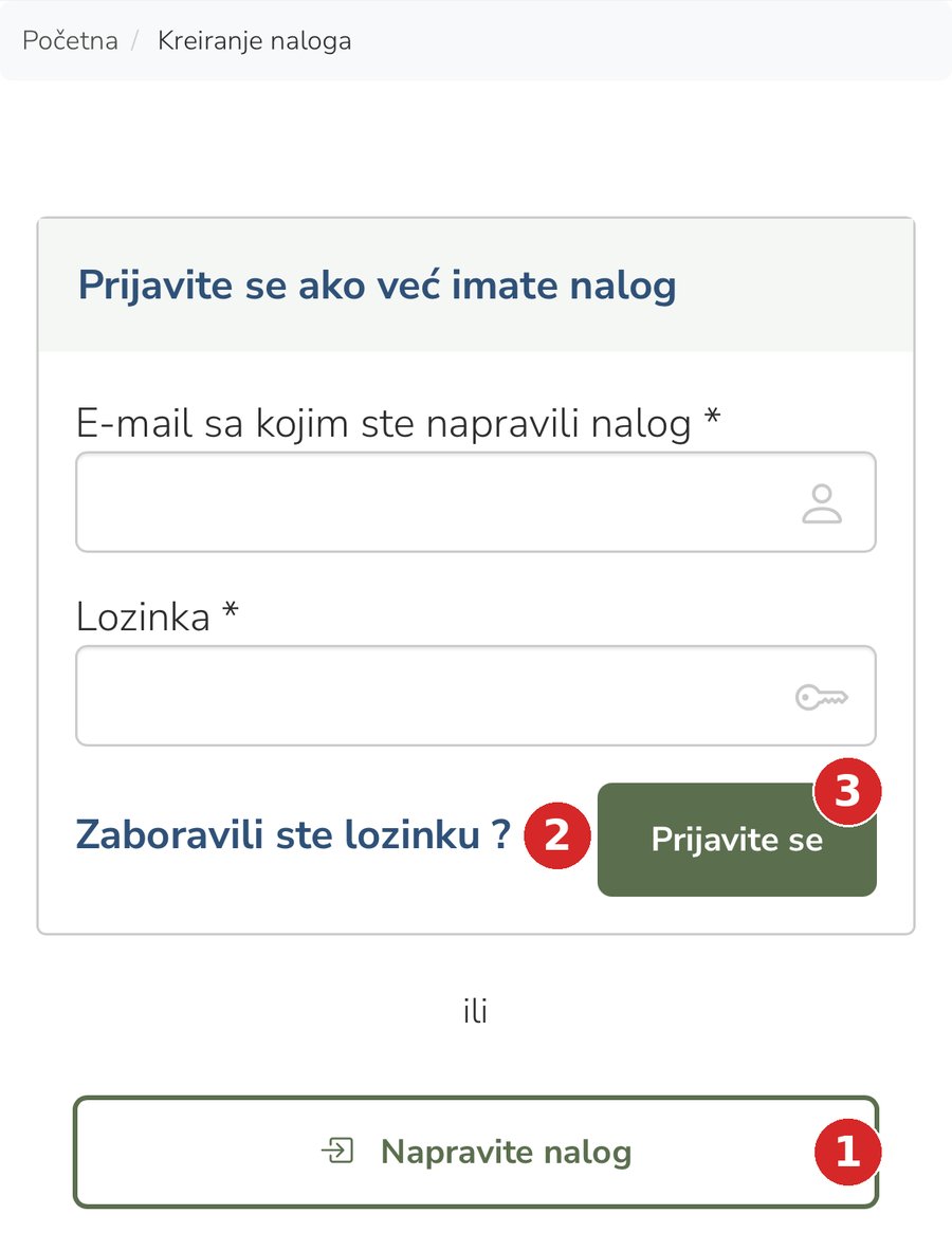Stranica za prijavu na telefonu