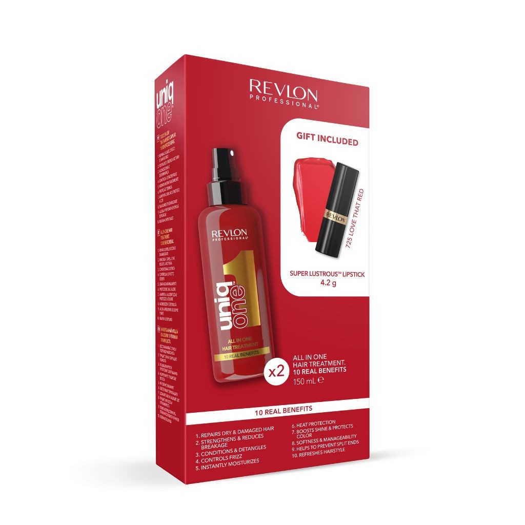 Revlon Professional Uniqone duo pack hair treatment 150ml & red lipstick